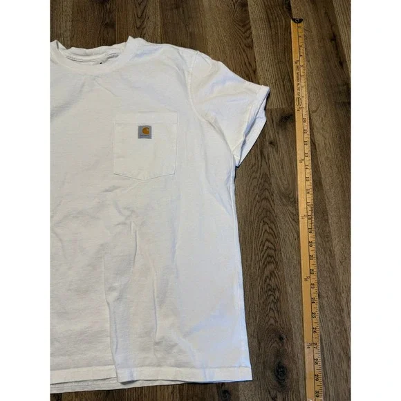 Carhartt Boys XL 16-18 White Loose Fit Short Sleeve Pocket T-Shirt Logo - Picture 4 of 10